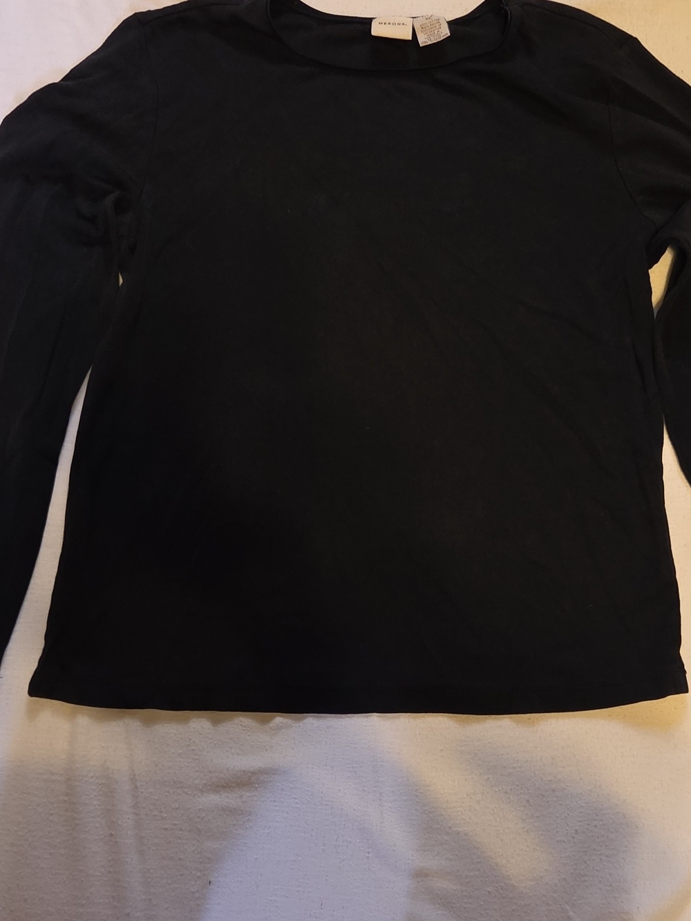 Merona Women’s Black Solid Cotton Rayon Knit Round Neck Long Sleeve Top XL